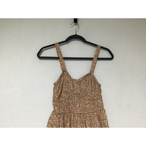 Arizona Jean Co Jumpsuit Womans Sm Brown Floral Smocked Strappy Wide Leg Peasant - Picture 4 of 16